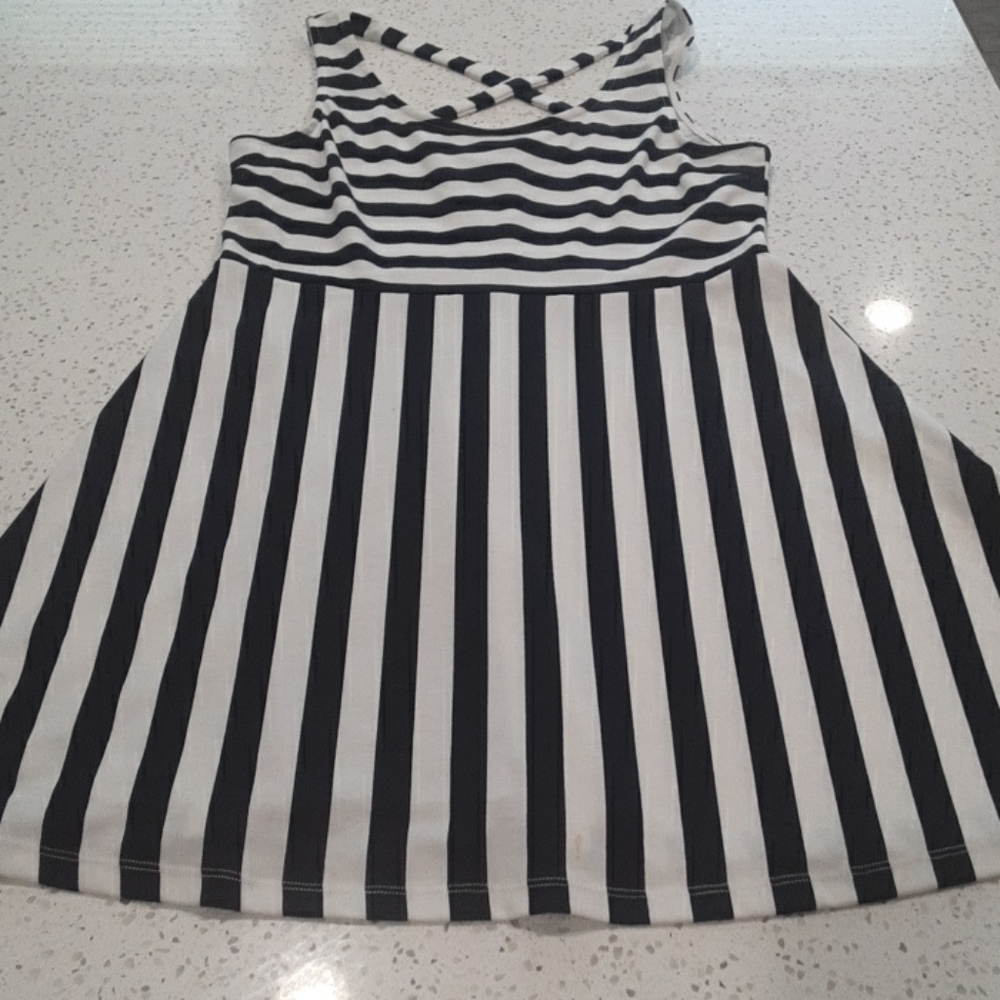 H&M Navy and White Striped Dress NWOT